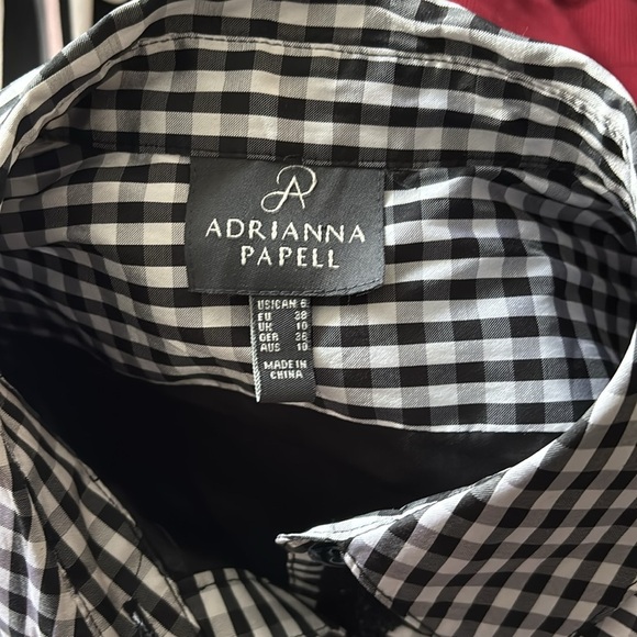 Adrianna Papell | Gingham Tafetta Lace Trim Collared Shirt Midi Dress - Picture 14 of 16